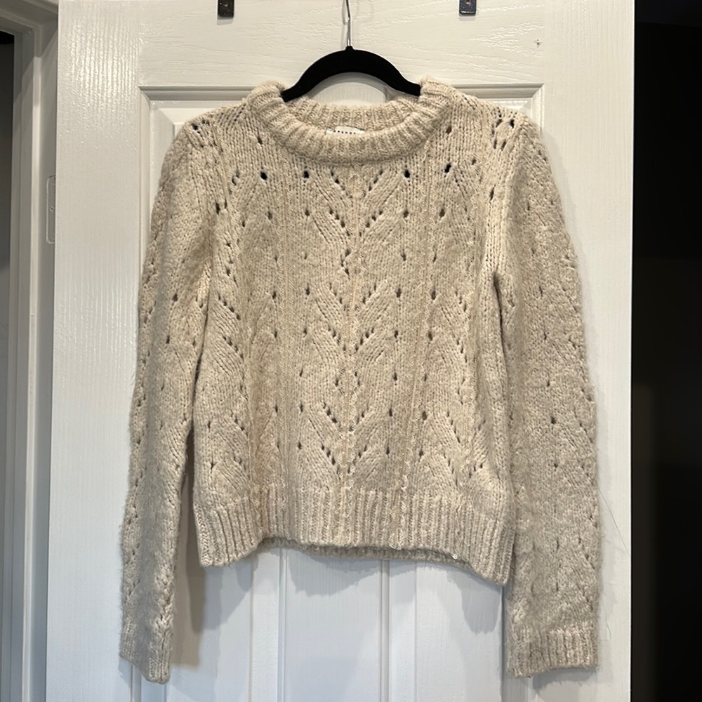 White Knit Sweater with Lace Details - Topshop